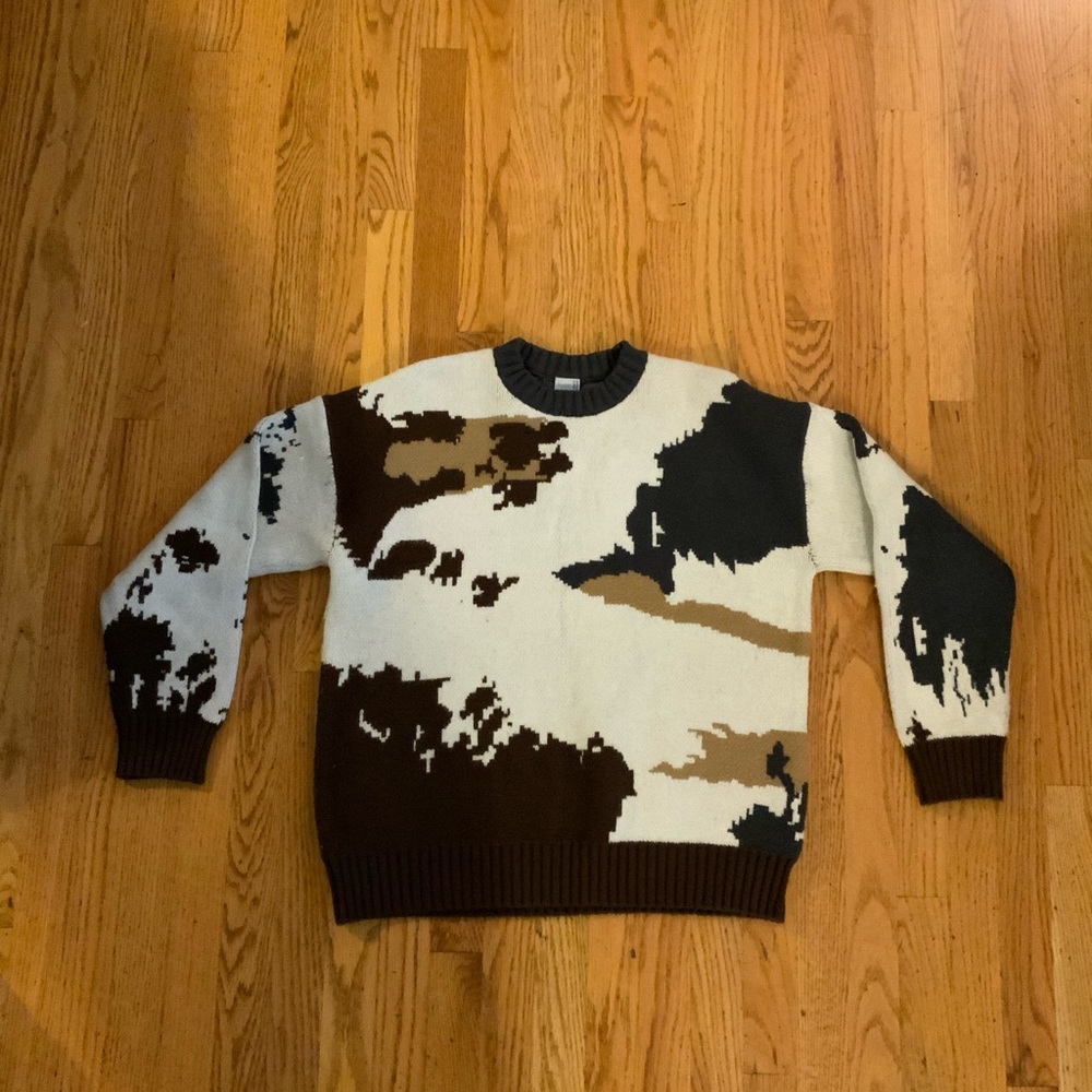 Japanese brand cow pixel knit sweater
